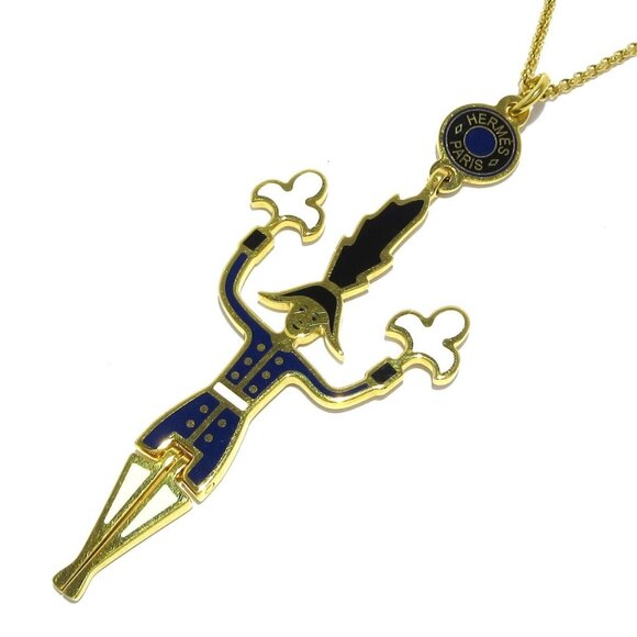 Auth HERMES - Gold Black Multi Hardware GD0244 None Necklace - Picture 1 of 6